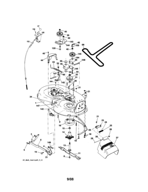 Mower Deck Diagram and Parts List for 917287052  Craftsman Lawn Tractor