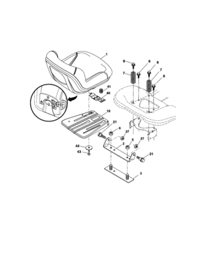 Seat Diagram and Parts List for 917288111  Craftsman Lawn Tractor