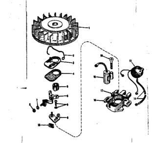 Magneto.(phelon F-3220-g) Diagram and Parts List for 14315301  Craftsman Engine