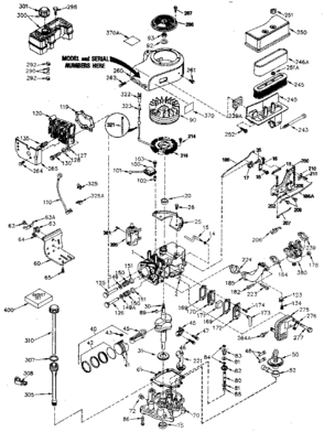Replacement Parts Diagram and Parts List for 143416032  Craftsman Engine