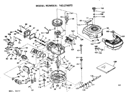 Replacement Parts Diagram and Parts List for 143274072  Craftsman Engine