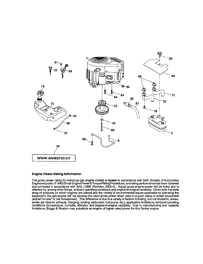 Engine Diagram and Parts List for 917286380  Craftsman Lawn Tractor