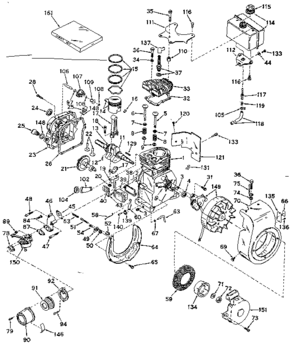 Basic Engine Diagram and Parts List for 143591092  Craftsman Engine
