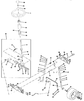 Steering Assembly Diagram and Parts List for 917258112  Craftsman Lawn Tractor