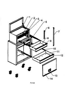 Tool Chest Diagram and Parts List for 70631013  Craftsman Tool Stand & Cart