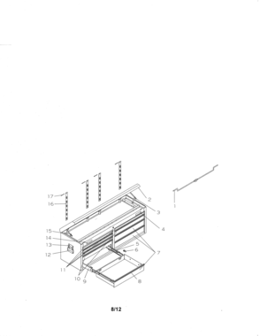 9 Drawer Ball Bearing Chest Diagram and Parts List for 706596294  Craftsman Tool Stand & Cart