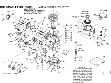 Replacement Parts Diagram and Parts List for 143265062  Craftsman Engine