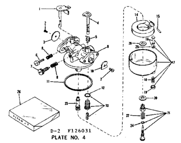 Carburetor Diagram and Parts List for 143126031  Craftsman Engine