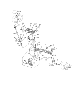 Steering Assembly Diagram and Parts List for 917988240  Craftsman Lawn Tractor