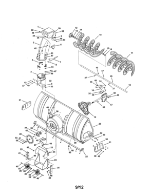 Auger & Housing Diagram and Parts List for 48625840  Craftsman Snow Blower