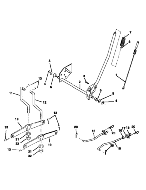 Lift Diagram and Parts List for 917258472  Craftsman Lawn Tractor