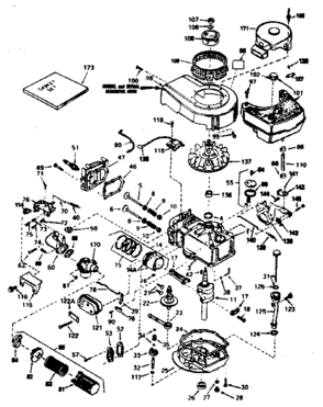 Basic Engine Diagram and Parts List for 143364212  Craftsman Engine
