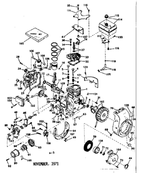 Basic Engine Diagram and Parts List for 143627032  Craftsman Engine
