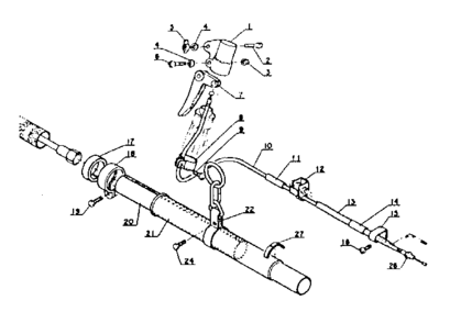 Throttle Lever Diagram and Parts List for 271SRM-202FA  Craftsman Trimmer