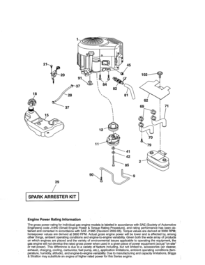 Engine Diagram and Parts List for 917991390  Craftsman Lawn Tractor