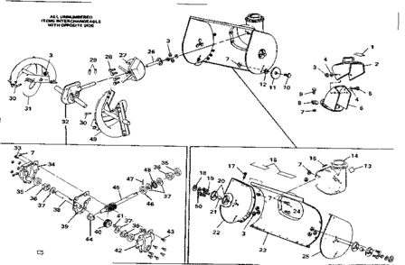 Auger Housing Assembly Diagram and Parts List for 536918102  Craftsman Snow Blower