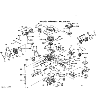 Replacement Parts Diagram and Parts List for 143276302  Craftsman Engine