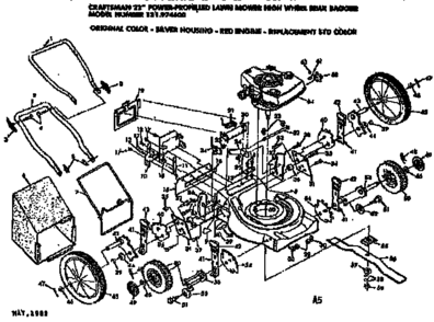 Mower Deck Diagram and Parts List for 131974600  Craftsman Lawn Mower