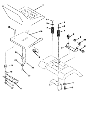 Seat Assembly Diagram and Parts List for 917258503  Craftsman Lawn Tractor