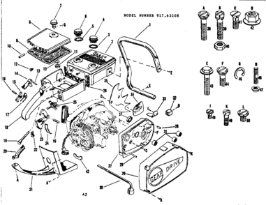 Main Frame Diagram and Parts List for 91763208  Craftsman Chainsaw