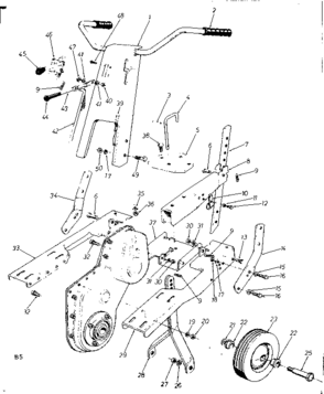 Handle Assembly Diagram and Parts List for 247297750  Craftsman Tiller