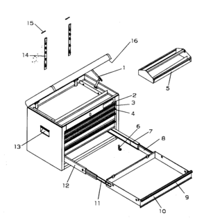 Cabinet Parts Diagram and Parts List for 706591832  Craftsman Tool Stand & Cart