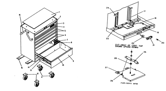Tool Cart Diagram and Parts List for 706655641  Craftsman Tool Stand & Cart