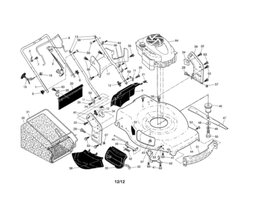 Engine/housing/handle Diagram and Parts List for 917370921  Craftsman Lawn Mower