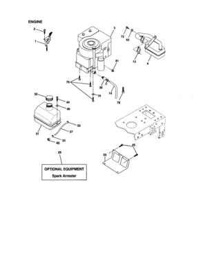 Engine Diagram and Parts List for 917271654  Craftsman Lawn Tractor