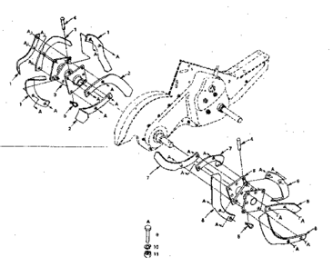 Tine Assembly Diagram and Parts List for 917299650  Craftsman Tiller
