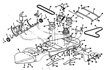 Mower Housing Diagram and Parts List for 13196321  Craftsman Engine
