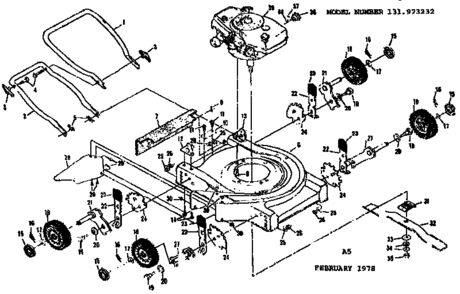 Mower Deck Diagram and Parts List for 131973232  Craftsman Lawn Mower