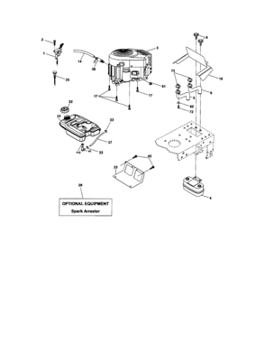 Engine Diagram and Parts List for 917275680  Craftsman Lawn Tractor