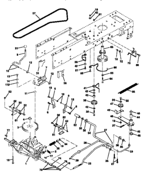 Drive Diagram and Parts List for 917256500  Craftsman Lawn Tractor