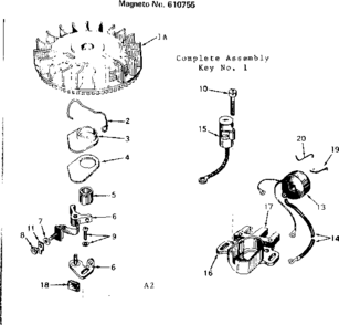 Magneto Diagram and Parts List for 143187022  Craftsman Engine