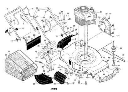 Engine/Housing/Handle/Grassbag Diagram and Parts List for 944364702  Craftsman Lawn Mower