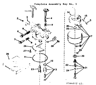 Carburetor Diagram and Parts List for 143546112  Craftsman Engine