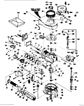 Engine Diagram and Parts List for 143364152  Craftsman Engine