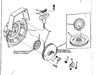 590425 Rewind Starter For Direct Drive Saw Engine Diagram and Parts List for 77828011A  Craftsman Trimmer