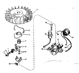 Magneto No 610665 Diagram and Parts List for 143122321  Craftsman Engine