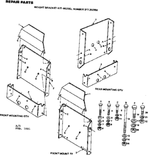 Replacement Parts Diagram and Parts List for 917262350  Craftsman Lawn Tractor