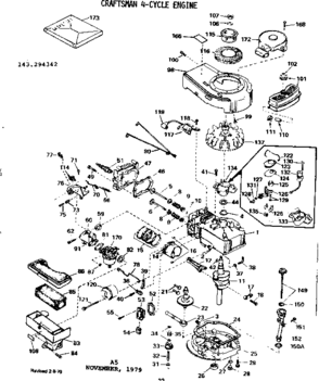 Replacement Parts Diagram and Parts List for 143294342  Craftsman Engine
