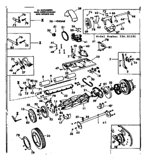 Reel Assembly Diagram and Parts List for 53681982  Craftsman Lawn Mower