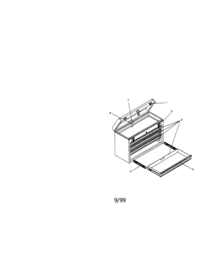 4 Drawer Portable Chest Diagram and Parts List for 706654270  Craftsman Tool Stand & Cart