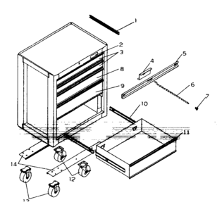 Chest Diagram and Parts List for 706623891  Craftsman Tool Stand & Cart