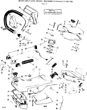 Handle Diagram and Parts List for 358358861  Craftsman Chainsaw