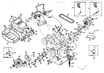 Engine And Wheel Assembly Diagram and Parts List for 131974310  Craftsman Lawn Mower