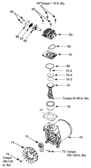 PUMP Diagram and Parts List for 919-72458 Type 0 Craftsman Compressor