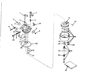 Carburetor No. 631070a Diagram and Parts List for 143564112  Craftsman Engine