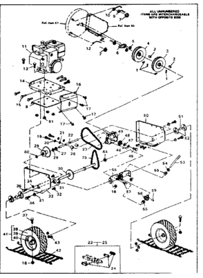 Drive Assembly Diagram and Parts List for 8874  Craftsman Snow Blower